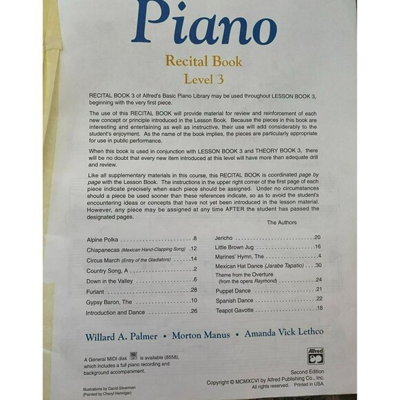 Alfreds Basic Piano Library Recital Book Level 3 By Palmer Manus & Lethco - Picture 4 of 5